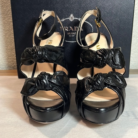 SOLDβ¨Pradaβ¨ NEW Calzature Donna Vit. Shine Lambskin Leather Heels EU Size 38.5 - Picture 3 of 17